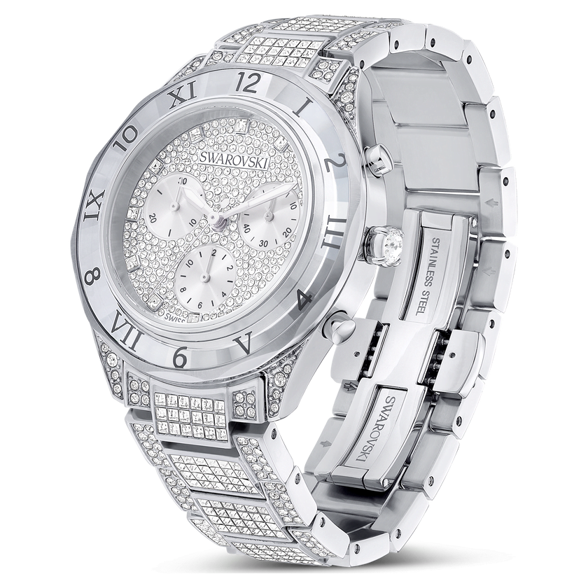 swarovski ساعة يد dextera lux، صناعة سويسرية، سوار معدني، لون فضي، إستانلس ستيل