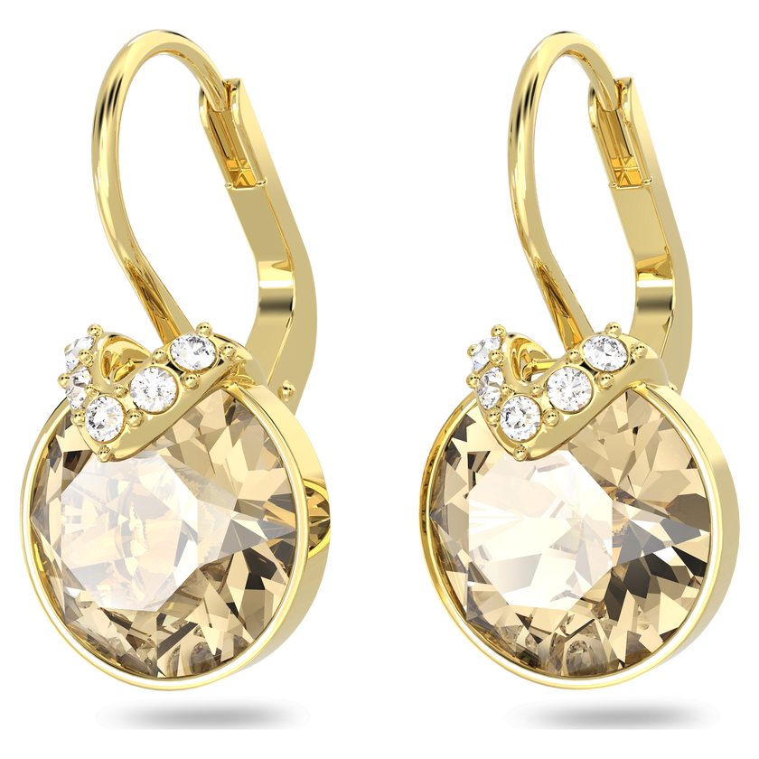 swarovski أقراط متدلية bella على شكل حرف v، قطع مُستدير، لون ذهبي، لمسة نهائية من الذهب عيار 18 قيراط