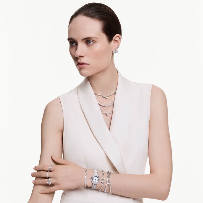 swarovski عقد matrix، قطع مستدير، لون أبيض، طلاء روديوم