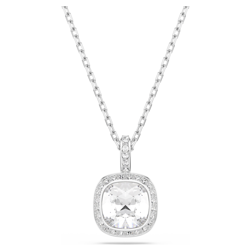 swarovski قلادة una angelic، قطع الوسادة، لون أبيض، طلاء روديوم