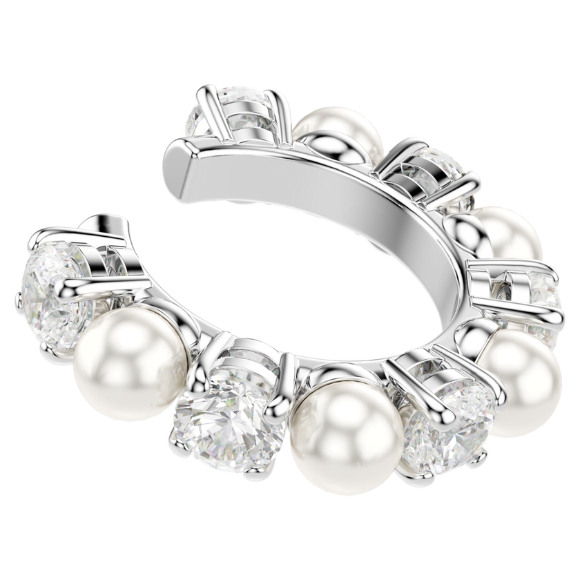 swarovski حلية للأذن matrix، طقم  3 قطع ، لآلئ كريستال، قطع مستدير، لون أبيض، طلاء روديوم
