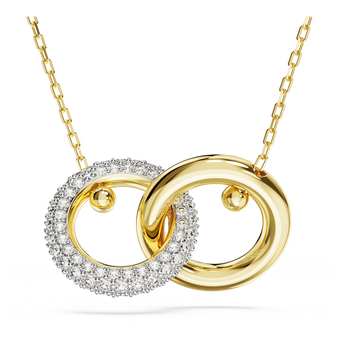 swarovski قلادة dextera، حلقات متداخلة، لون أبيض، طلاء بلون ذهبي