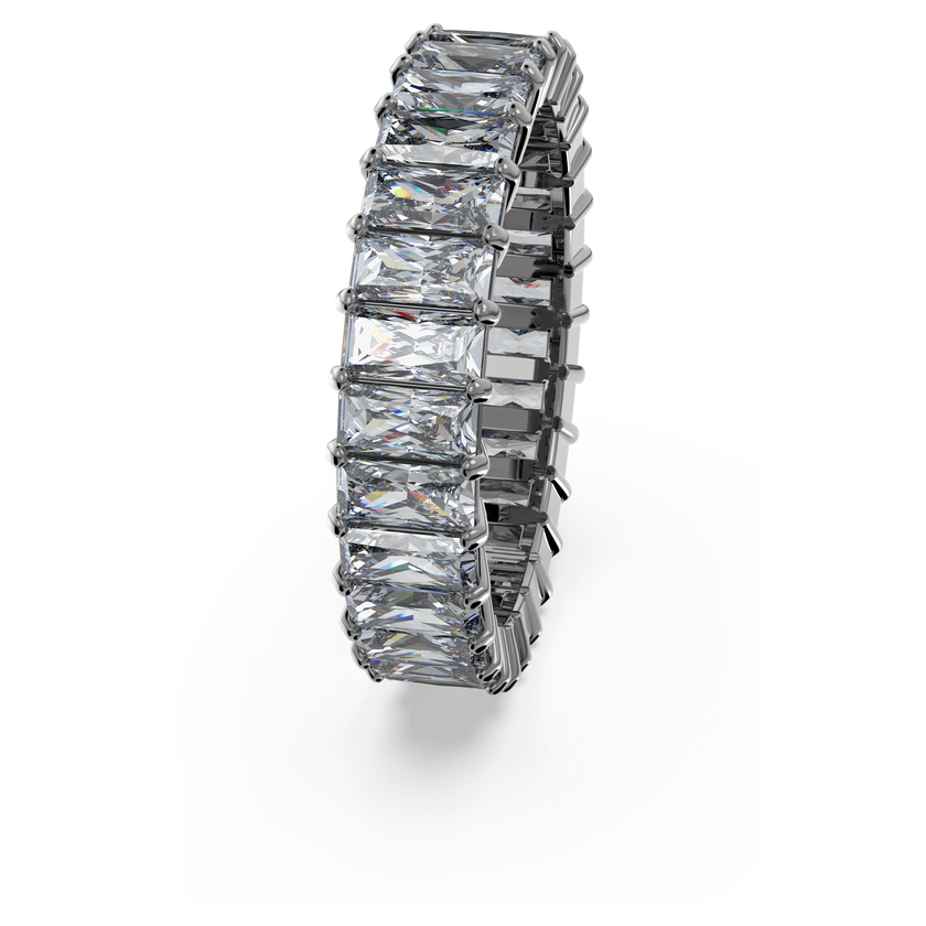 swarovski خاتم matrix، قطع باغيت، لون رمادي، طلاء روثينيوم
