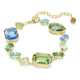 swarovski gema bracelet  mixed cuts  multicolored  gold tone plated