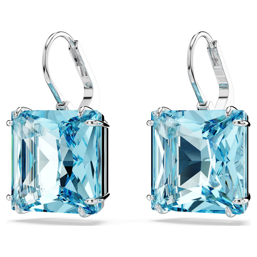 swarovski أقراط millenia، مزدانة بكريستالات مربعة، لون أزرق، طلاء روديوم