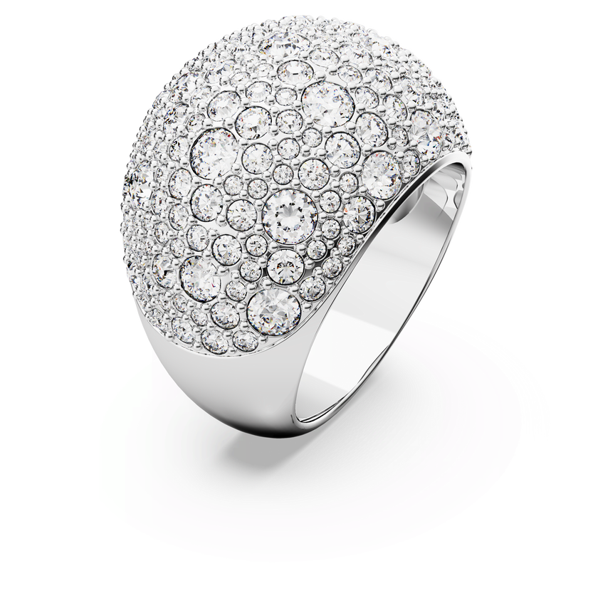 swarovski خاتم كوكتيل sublima، على شكل هلال، لون أبيض، طلاء روديوم