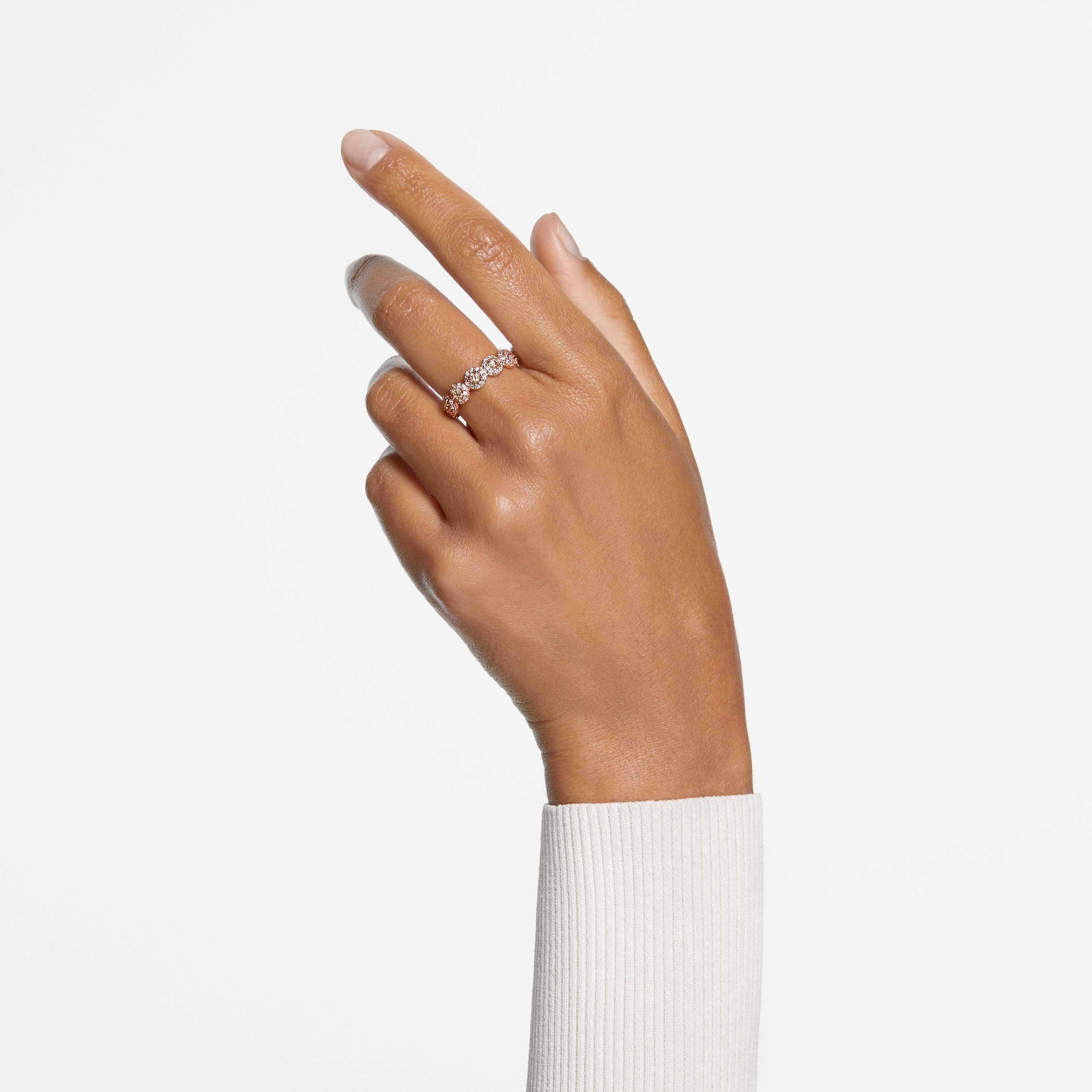 swarovski خاتم una، كريستالات متراصة، لون أبيض، طلاء ذهبي وردي