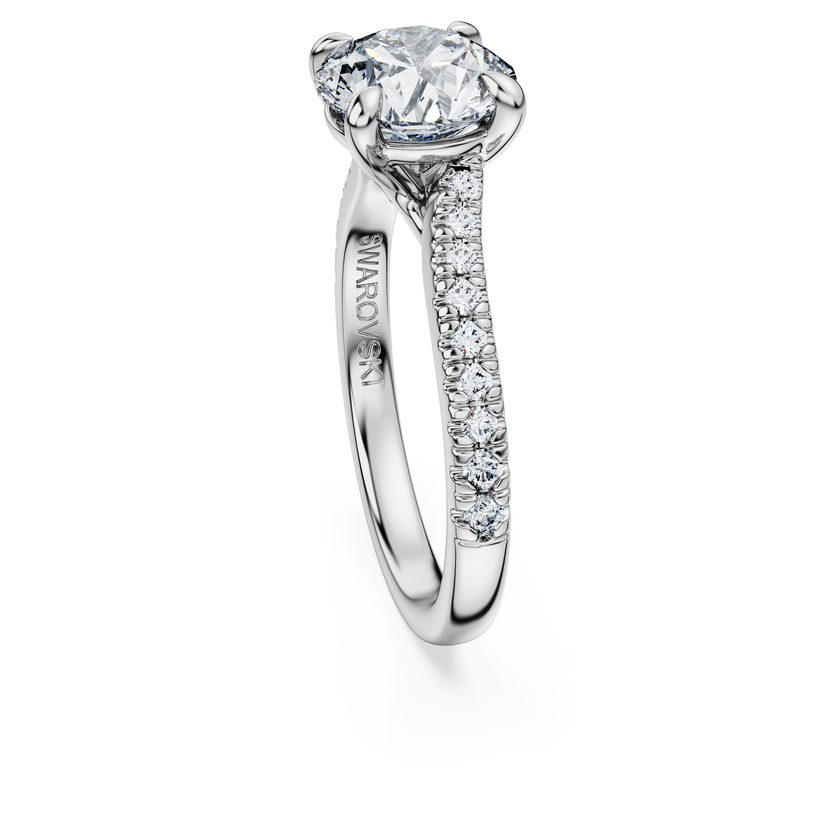 swarovski خاتم سوليتير eternity، أحجار ألماس مُصنعة في المختبر بإجمالي 2 25 قيراط، قطع دائري، ذهب أبيض عيار 18