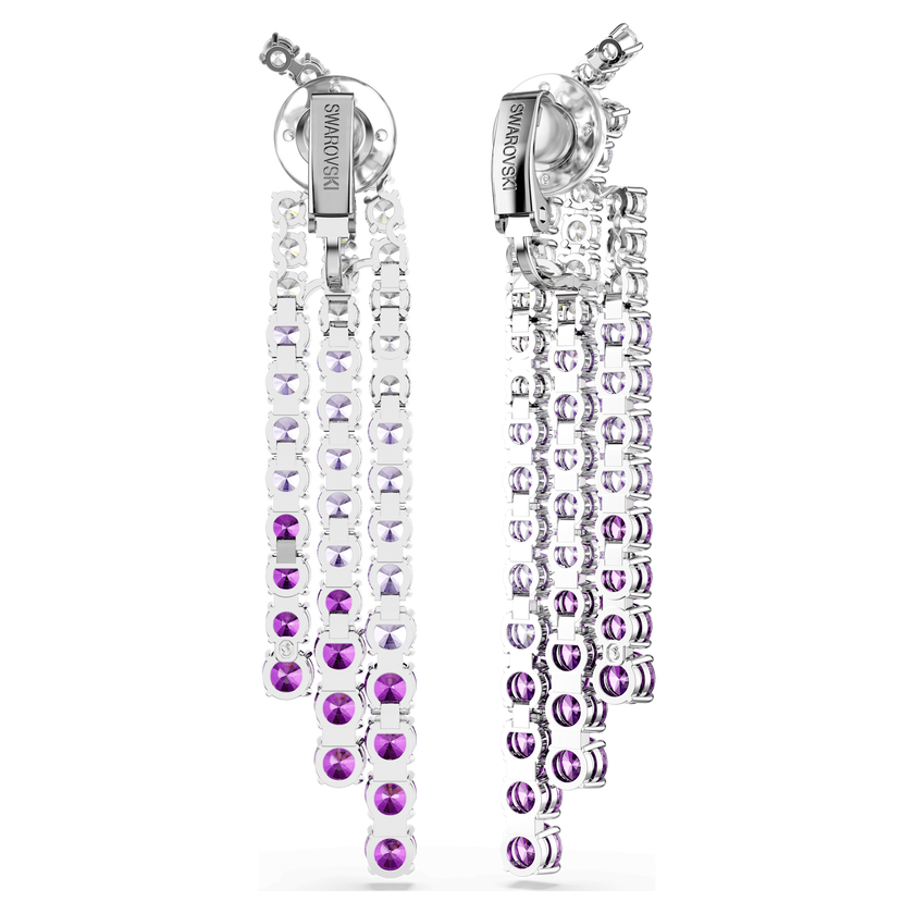 swarovski أقراط بمشبك matrix، لون متدرج، قطع مستدير، لون أرجواني، طلاء روديوم