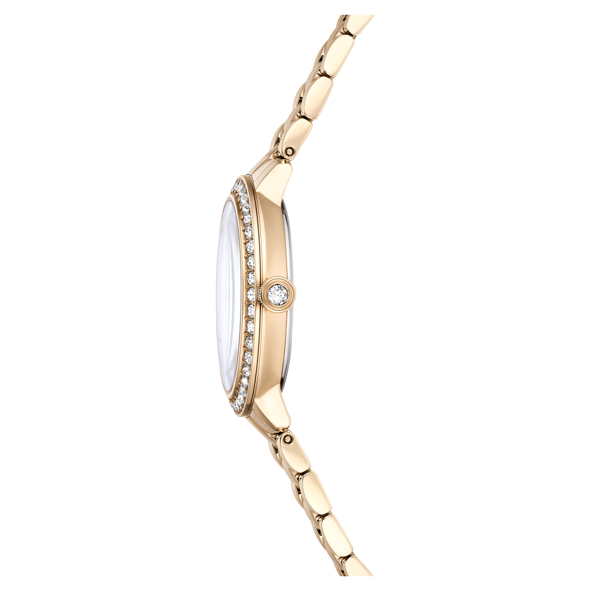 swarovski ساعة matrix بسلسلة ثلاث روابط، صناعة سويسرية، سوار معدني، لون ذهبي، لمسة نهائية بلون ذهبي شامبين