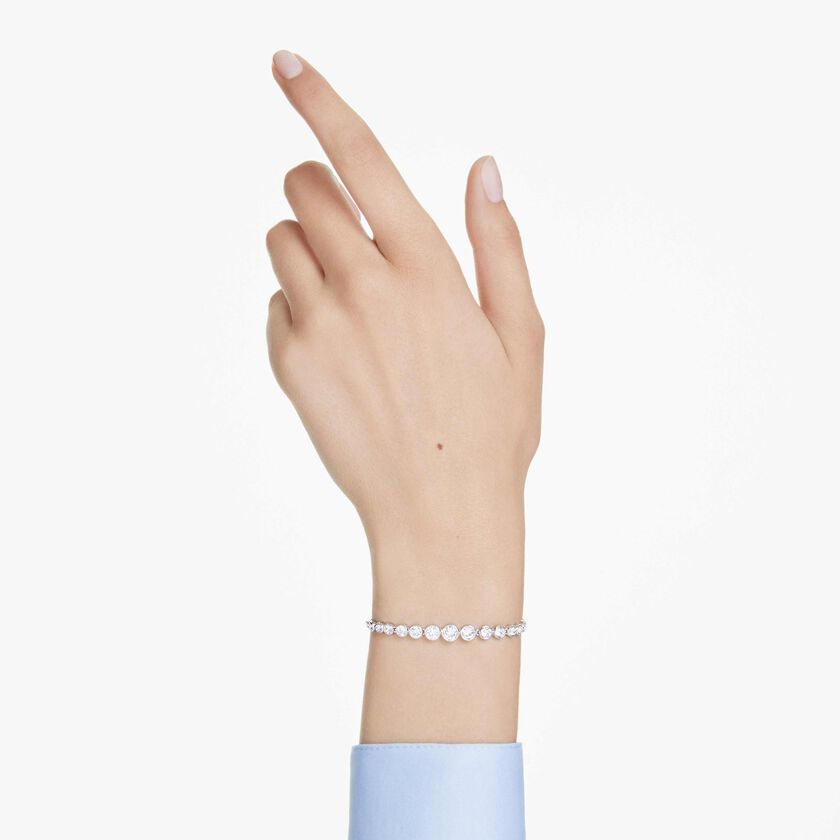 swarovski سوار imber tennis، قطع مستدير متنوع، لون أبيض، طلاء روديوم