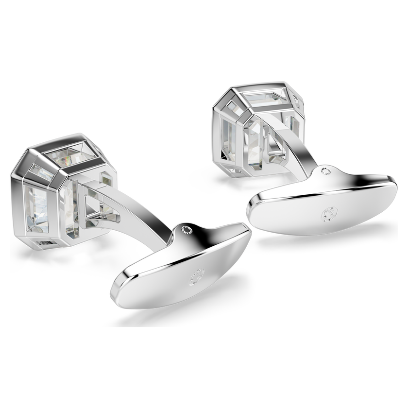swarovski أزرار أكمام millenia، قطع مثمن، لون أبيض، طلاء روديوم