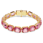 Millenia bracelet, Octagon cut, Pink, Gold-tone plated