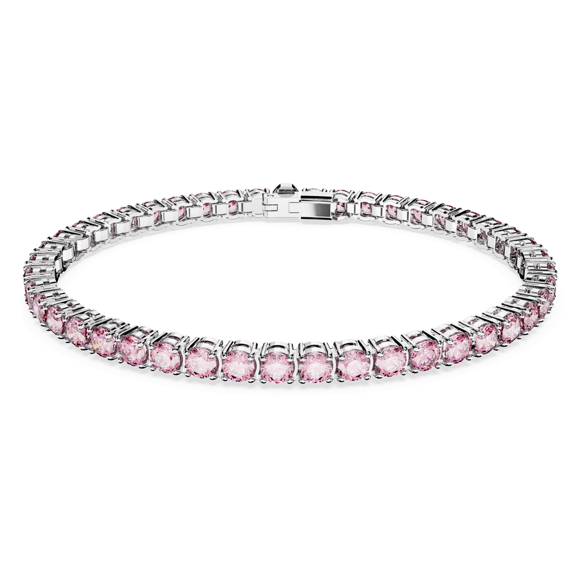 swarovski سوار matrix tennis، قطع مستدير، لون وردي، طلاء روديوم