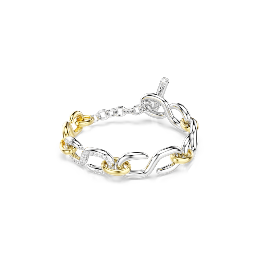 swarovski سوار dextera، قطع مستدير، قفل على شكل حرف t، لون أبيض، لمسة نهائية من معادن مختلطة