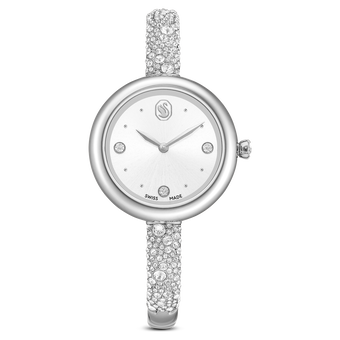 swarovski ساعة sublima بتصميم سوار، صناعة سويسرية، سوار معدني، لون فضي، ستانلس ستيل