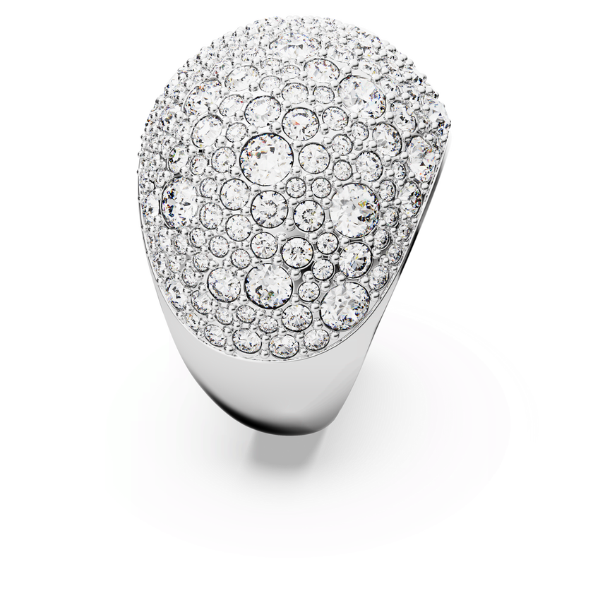 swarovski خاتم كوكتيل sublima، على شكل هلال، لون أبيض، طلاء روديوم