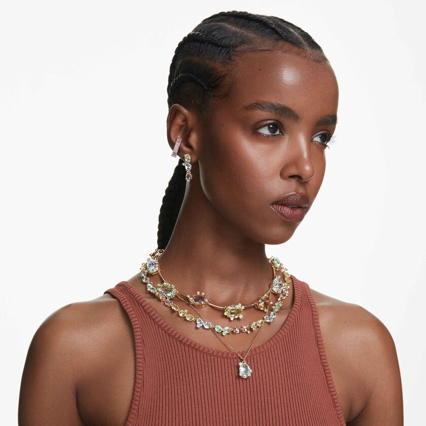 swarovski عقد gema tennis، قطع متنوع، ألوان متعددة، طلاء باللون الذهبي