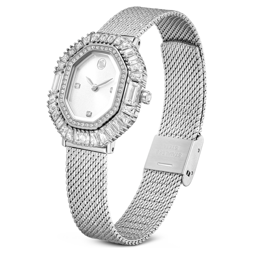 swarovski ساعة يد matrix octagon، سوار معدني، لون فضي، ستانلس ستيل