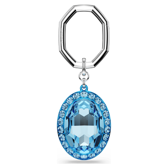 swarovski حلقة مفاتيح، قطع بيضاوي، لون أزرق، لمسة نهائية من معادن مختلطة