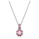 swarovski قلادة birthstone، قطع مربع، أكتوبر، لون وردي، طلاء روديوم