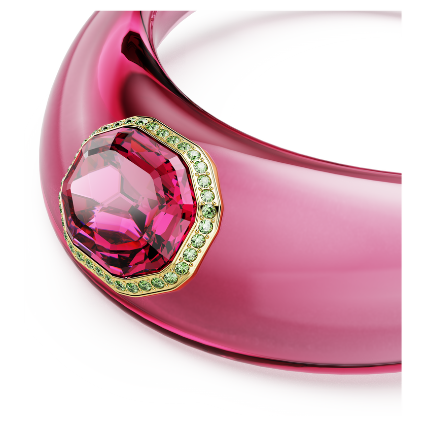 swarovski عقد شوكر dulcis، قطع مثمن، أحجار كريستال صغيرة متراصة، لون وردي، طلاء باللون الذهبي