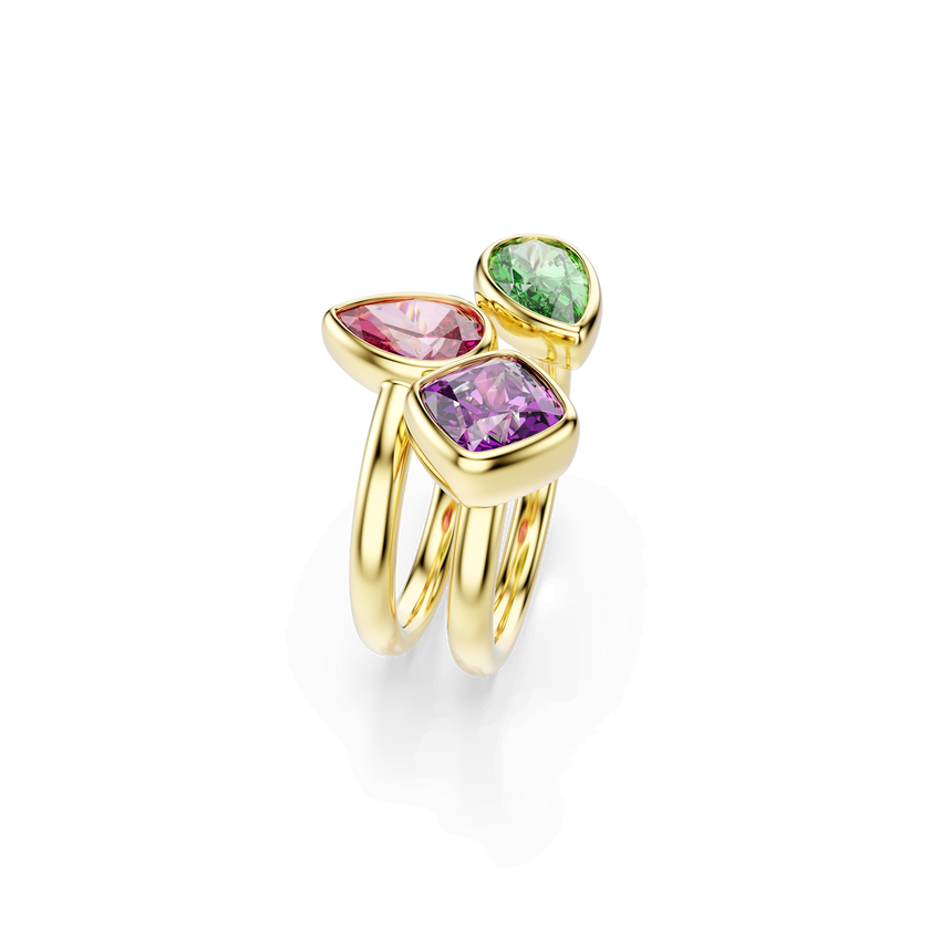 swarovski خاتم كوكتيل imber، طقم من قطعتين، قطع متنوع، ألوان متعددة، لمسة نهائية من الذهب عيار 18 قيراط