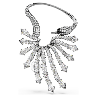 swarovski حلية الأذن the vienna collection، شكل بجعة، لون أبيض، طلاء روثينيوم