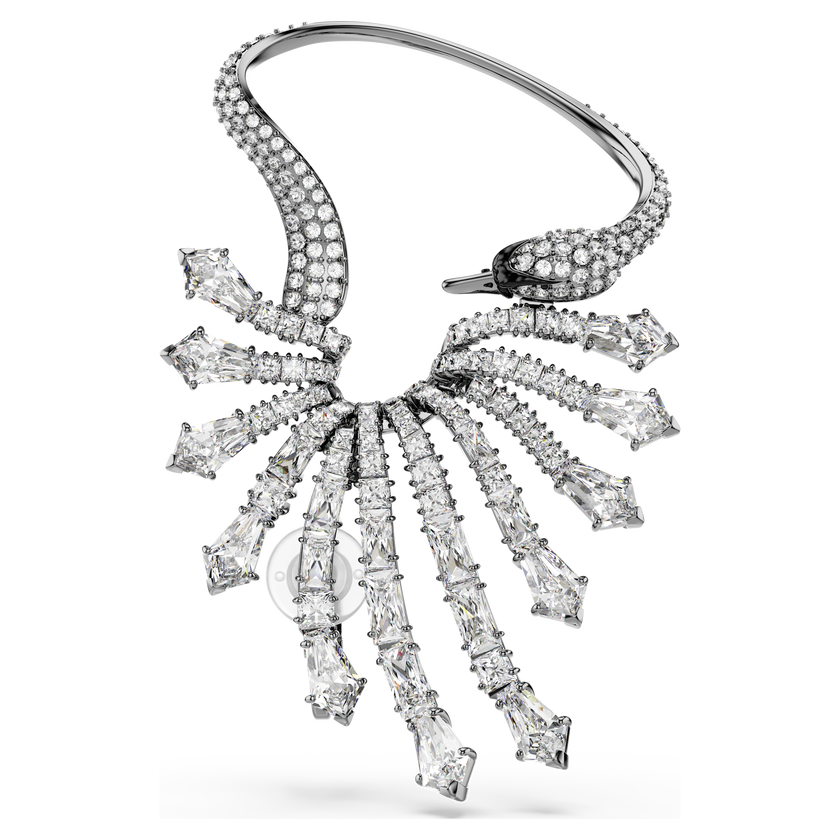 swarovski حلية الأذن the vienna collection، شكل بجعة، لون أبيض، طلاء روثينيوم