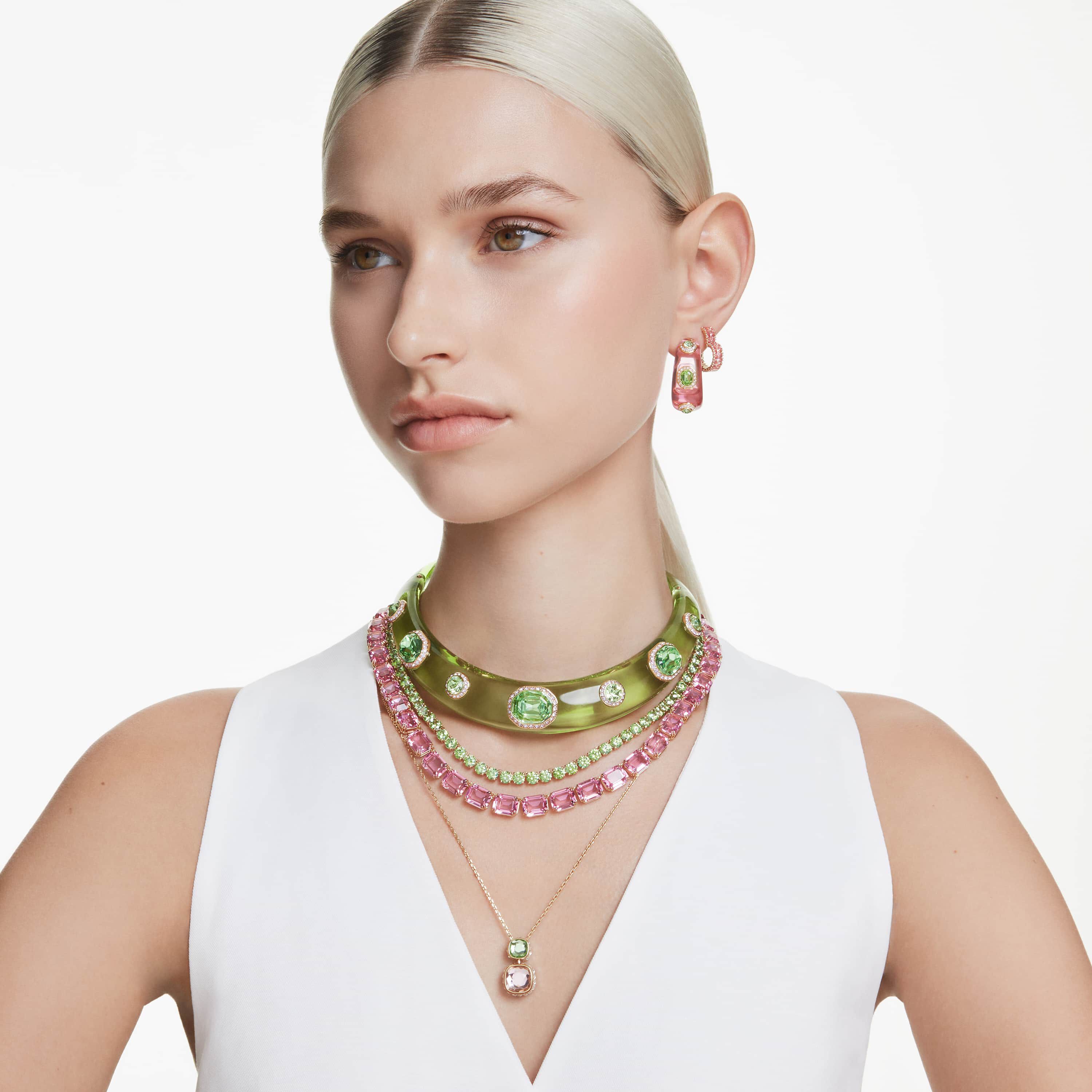 swarovski أقراط متدلية dulcis، قطع متنوع، ألوان متعددة، طلاء باللون الذهبي