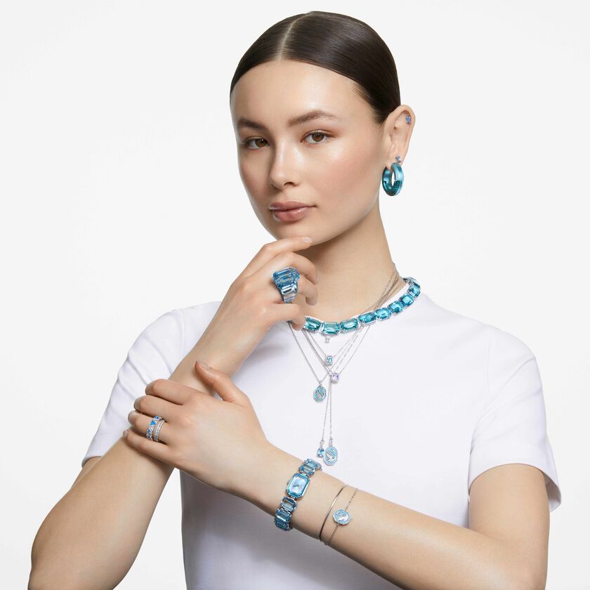 swarovski خاتم كوكتيل lucent، قطع مثمن، لون أزرق
