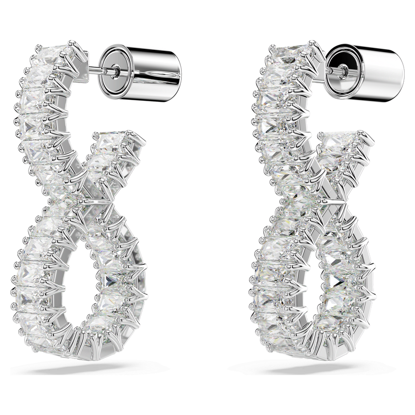 swarovski أقراط حلقية hyperbola، شكل إنفينيتي، لون أبيض، طلاء روديوم