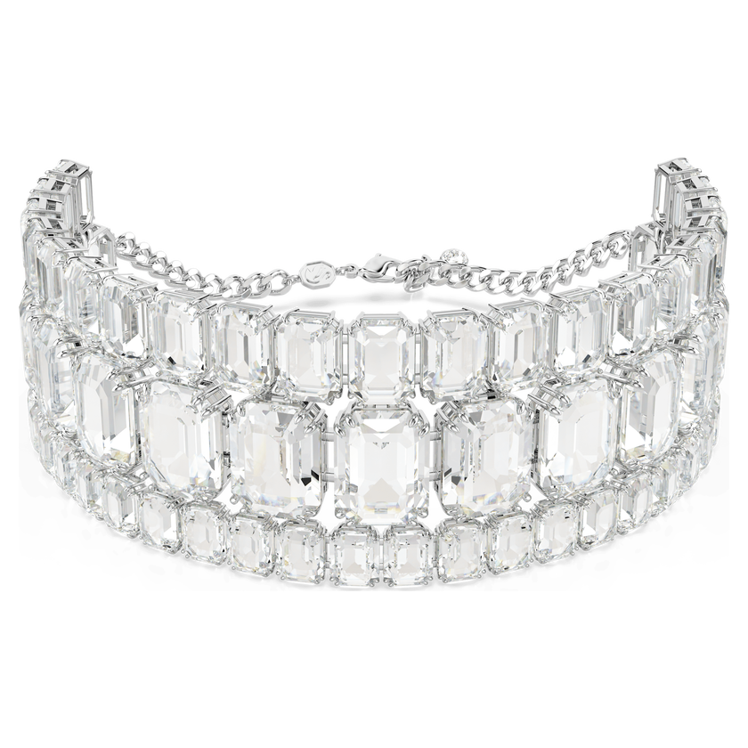 swarovski عقد شوكر millenia، قطع مثمن، لون أبيض، طلاء روديوم