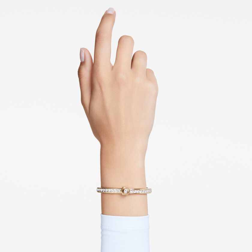 swarovski سوار numina، قطع مُستدير، لون أبيض، لمسة نهائية من الذهب عيار 18 قيراط