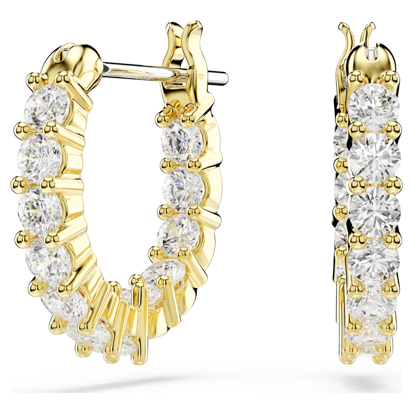 swarovski أقراط حلقية matrix vittore، قطع مُستدير، لون أبيض، لمسة نهائية من الذهب عيار 18 قيراط