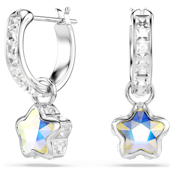 swarovski أقراط متدلية chroma، قطع متنوع، نجمة، لون أبيض، طلاء روديوم