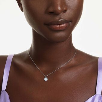 swarovski قلادة luckily، أحجار كريستال صغيرة متراصة، شكل عين، لون أزرق، طلاء روديوم