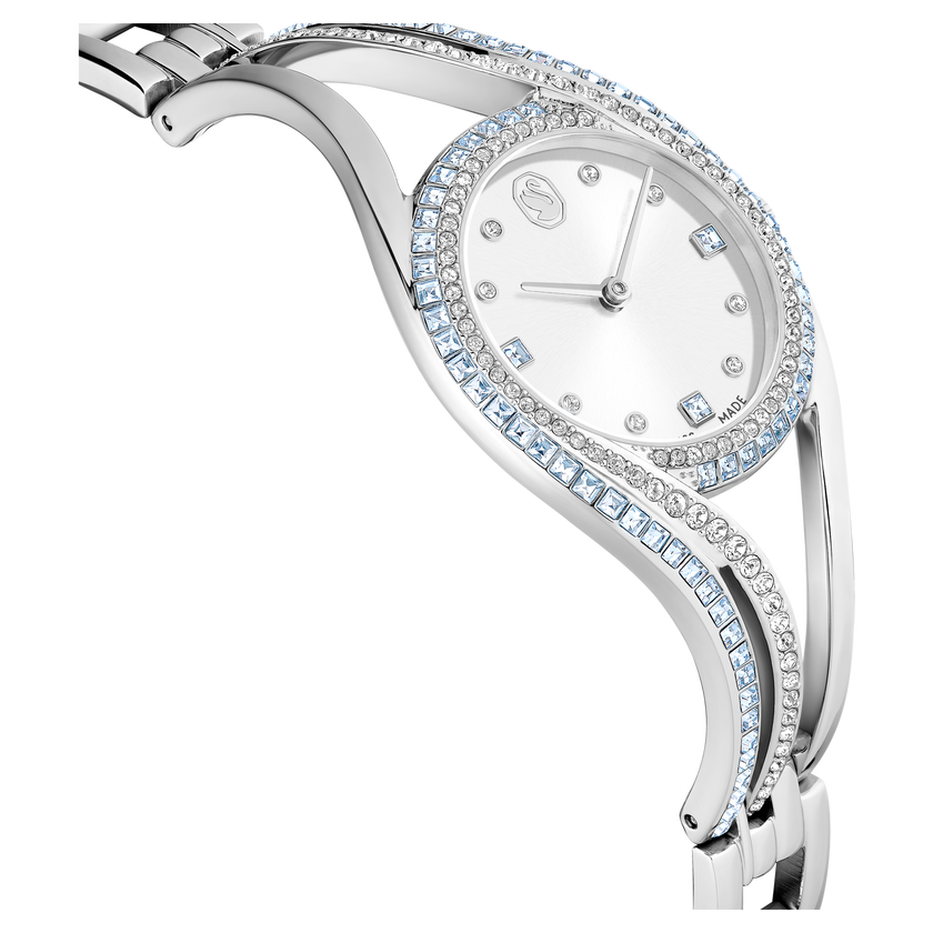 swarovski ساعة hyperbola bangle، سويسرية الصنع، سوار معدن، لون أزرق، ستانلس ستيل