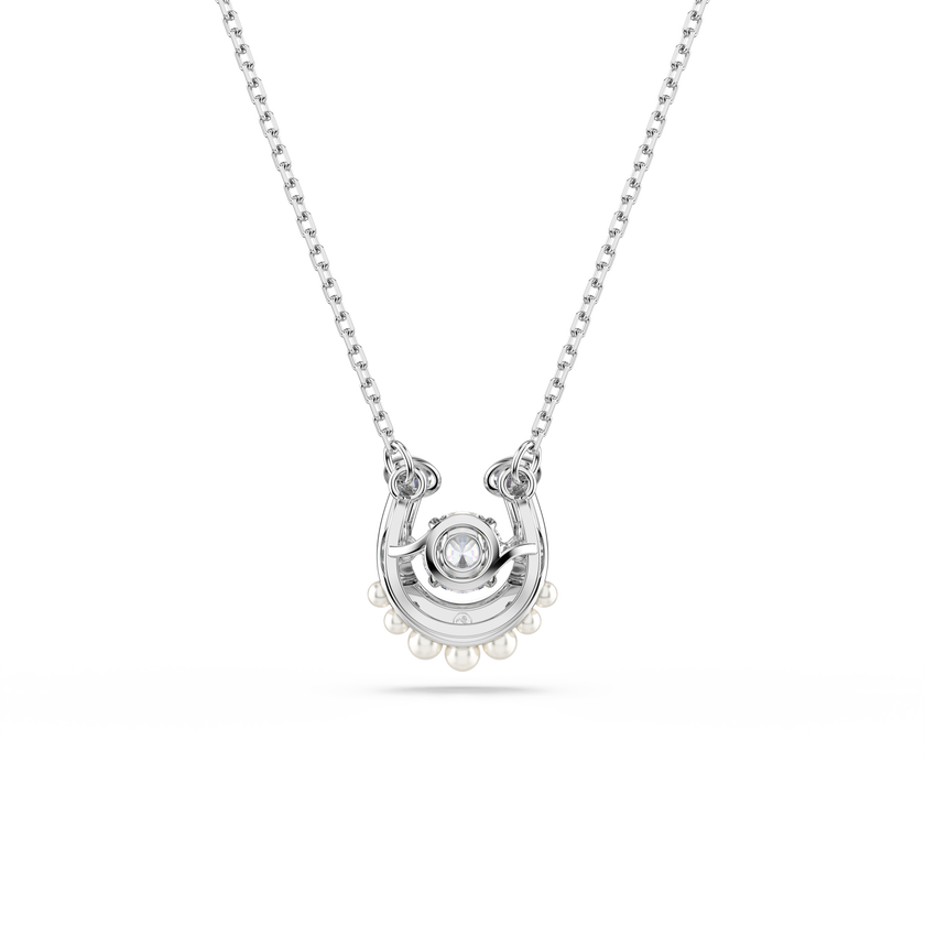 swarovski قلادة symbolica، لآلئ كريستال، قطع مستدير، أحجار كريستال صغيرة متراصة، شكل حدوة حصان، لون أبيض، طلاء روديوم