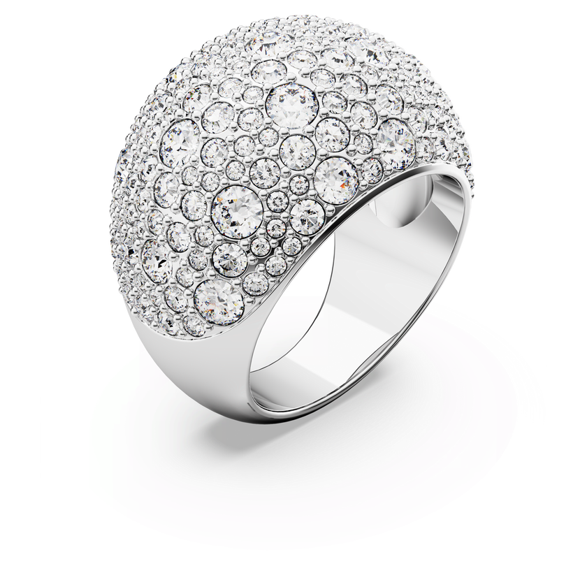 swarovski خاتم كوكتيل sublima، على شكل هلال، لون أبيض، طلاء روديوم