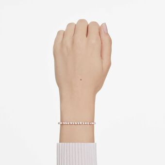 swarovski سوار matrix tennis، لؤلؤ كريستال، قطع مستدير، لون أبيض، طلاء باللون الذهبي الوردي