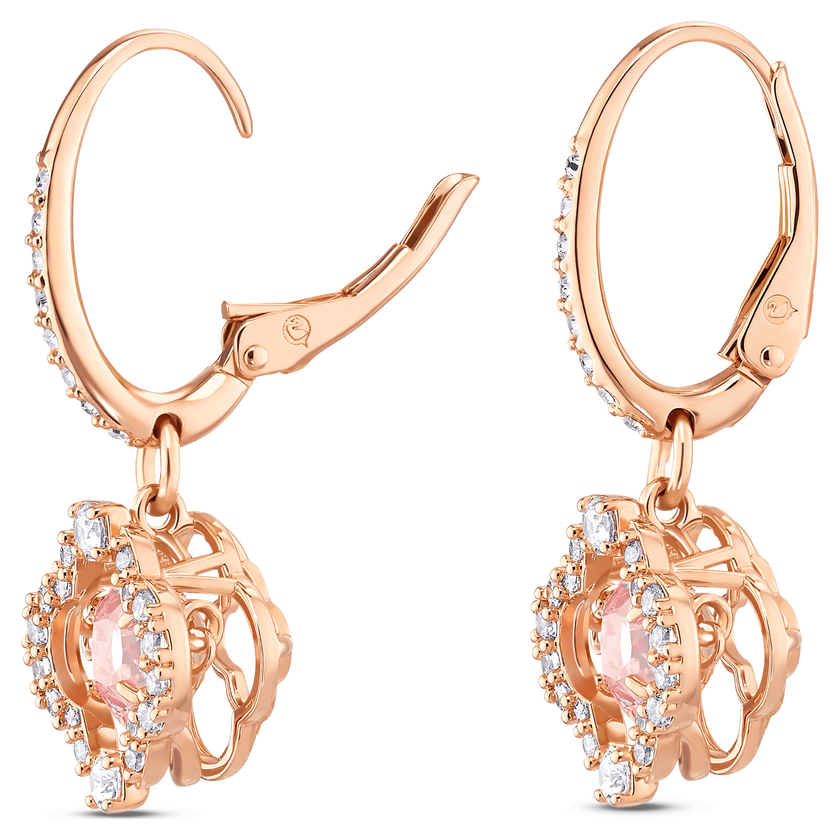 swarovski أقراط متدلية una، على شكل زهرة البرسيم، لون وردي، طلاء ذهبي وردي