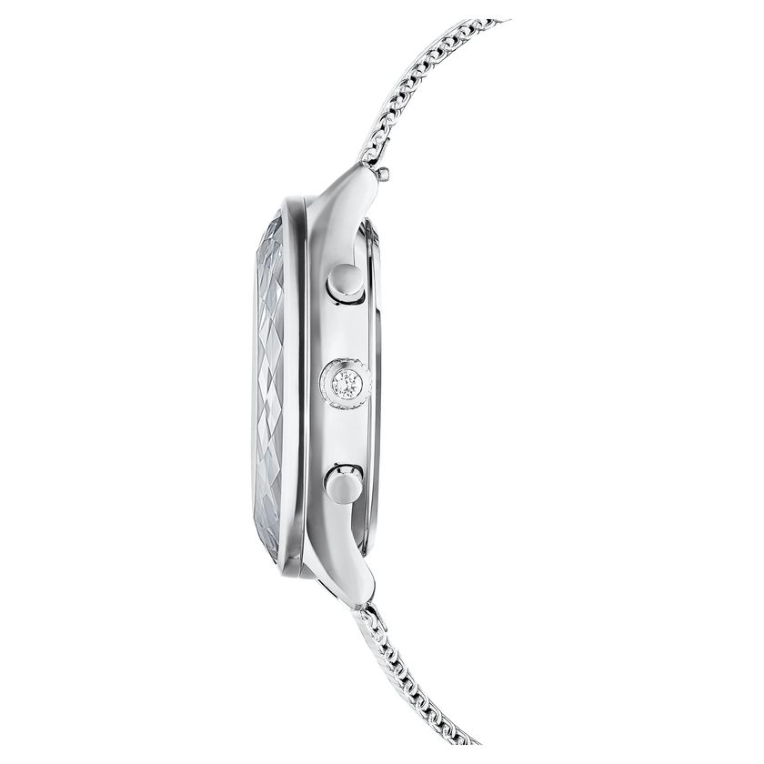 swarovski ساعة nova chrono، صناعة سويسرية، سوار معدني، لون فضي، إستانلس ستيل