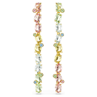 swarovski أقراط متدلية gema، تصميم غير متماثل، قطع متنوع، ألوان متعددة، طلاء باللون الذهبي