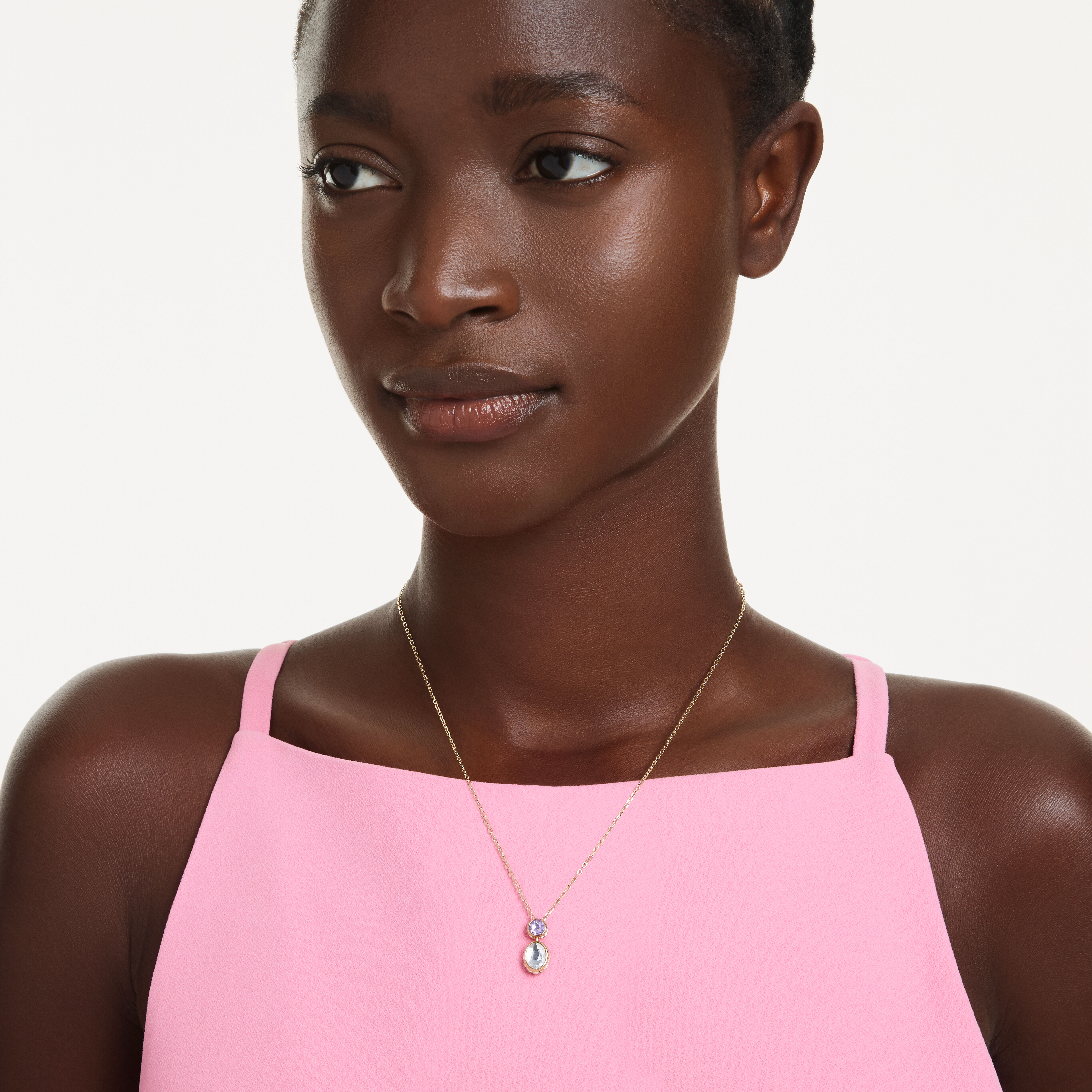 swarovski قلادة chroma، قطع متنوع، ألوان متعددة، طلاء باللون الذهبي