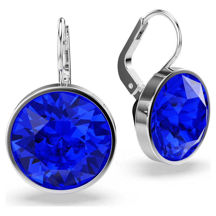 swarovski أقراط متدلية bella، قطع مستدير، لون أزرق، طلاء روديوم