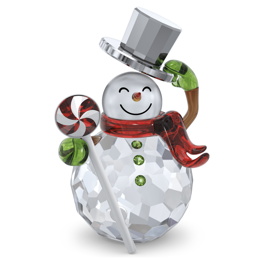 swarovski مجسم على شكل رجل ثلج ممسكاً بحلوى holiday cheers