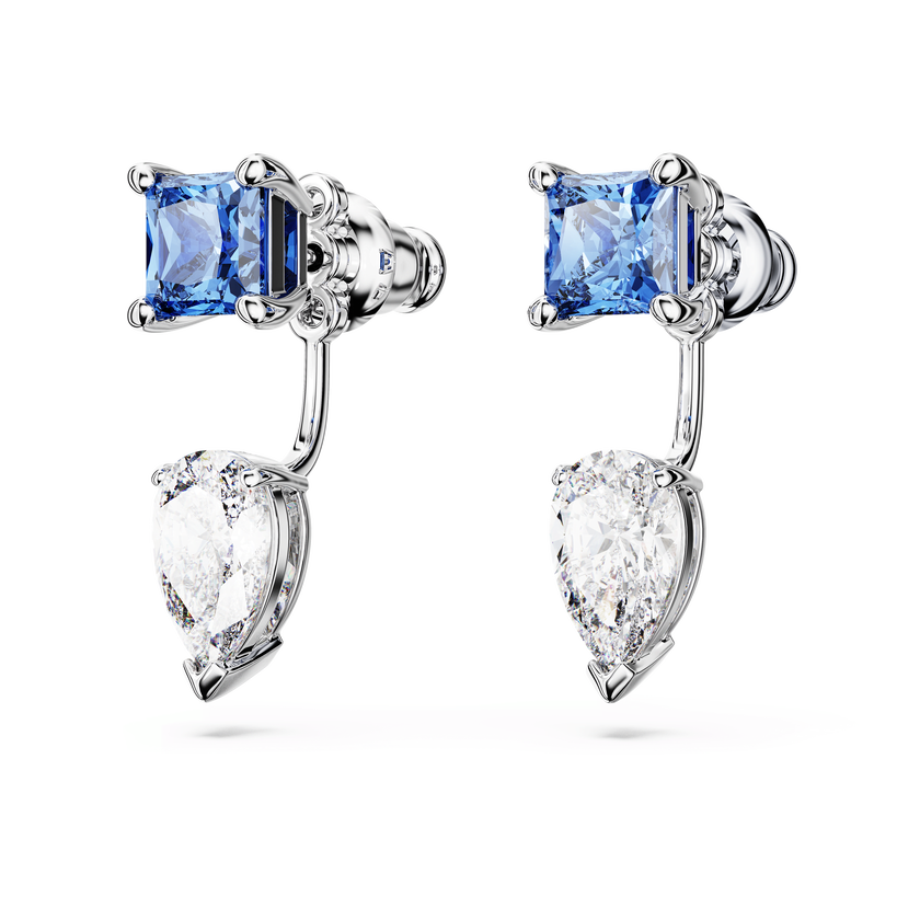 swarovski أقراط بحلية خلفية mesmera، قطع متنوع، قابلة للفصل، لون أزرق، طلاء روديوم