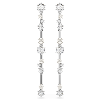 swarovski أقراط متدلية constella، لآلي كريستال، قطع مستدير، لون أبيض، طلاء روديوم