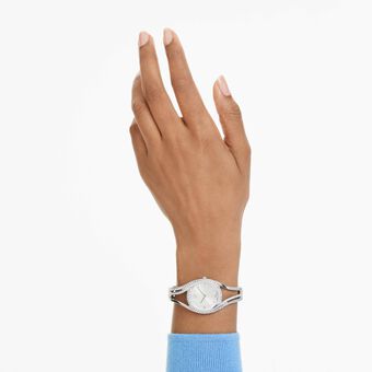 swarovski ساعة hyperbola bangle، سويسرية الصنع، سوار معدن، لون أزرق، ستانلس ستيل